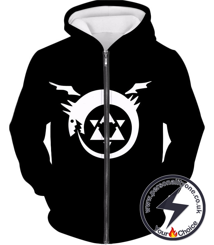 Fullmetal Alchemist Super Cool Fullmetal Alchemist Homunculi Symbol Awesome Black Zip Up Hoodie